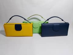 Cow leather Hand Bags for ladies Perot,Navy, Yellow colors