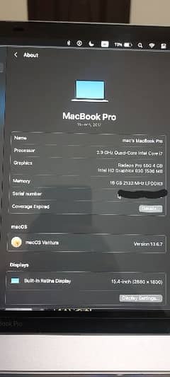 Macbook pro 2017 15 inch