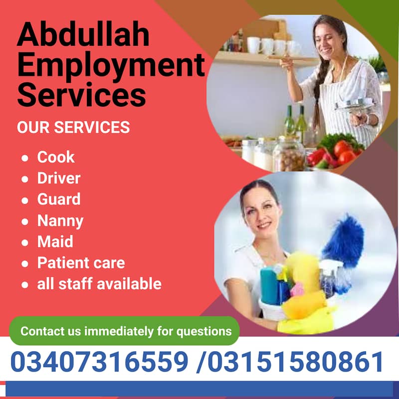 House Maids, Helpers, Drivers, Couples, Nurses,, Cook Available 0