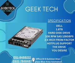 DELL 1.8TB HARD DISK DRIVE 10K RPM SAS 12GBPS 2.5 INCH FORM FACTOR