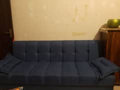 Blue sofa combed