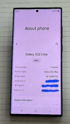 Samsung Galaxy S22 Ultra 12Gb/512Gb Official PTA