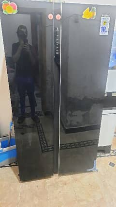 haier glass double door fridge