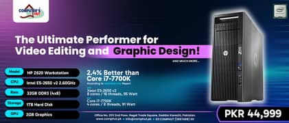 HP Z620 Workstation Intel Xeon E5-2650 2.60GHz CPU 32GB Ram 1TB HDD