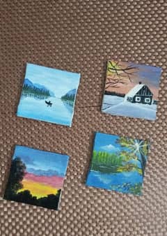 set of 4 mini paintings