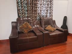 Brown Leather 5 Seater Sofa