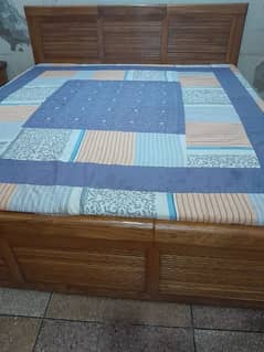 Pur wodden Bed with Matress, Side Tables, Dressing Table And wardrobe