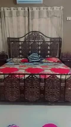 Iron king Size Bed with Dressing Table