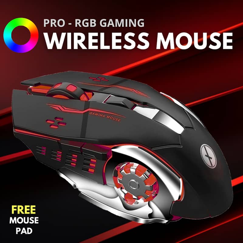 Wireless GaminG Mouse T2 RGB 2.4 Ghz Mechanical 6 Buttons USB Bluetuth 0