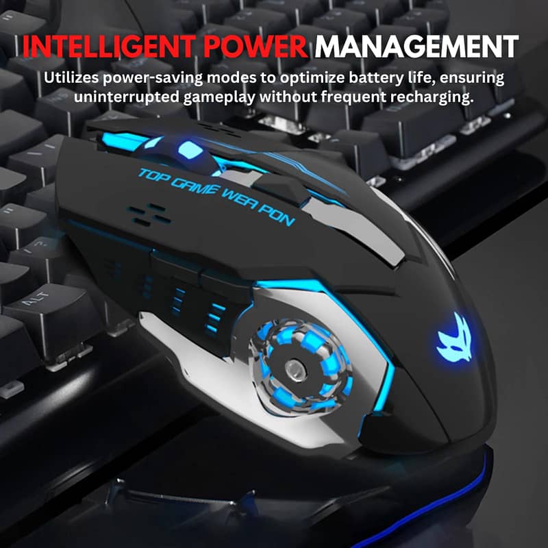 Wireless GaminG Mouse T2 RGB 2.4 Ghz Mechanical 6 Buttons USB Bluetuth 1