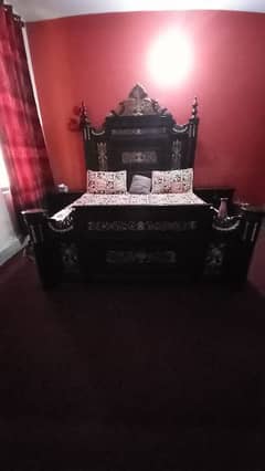 King size bed with side drawers and dressing table