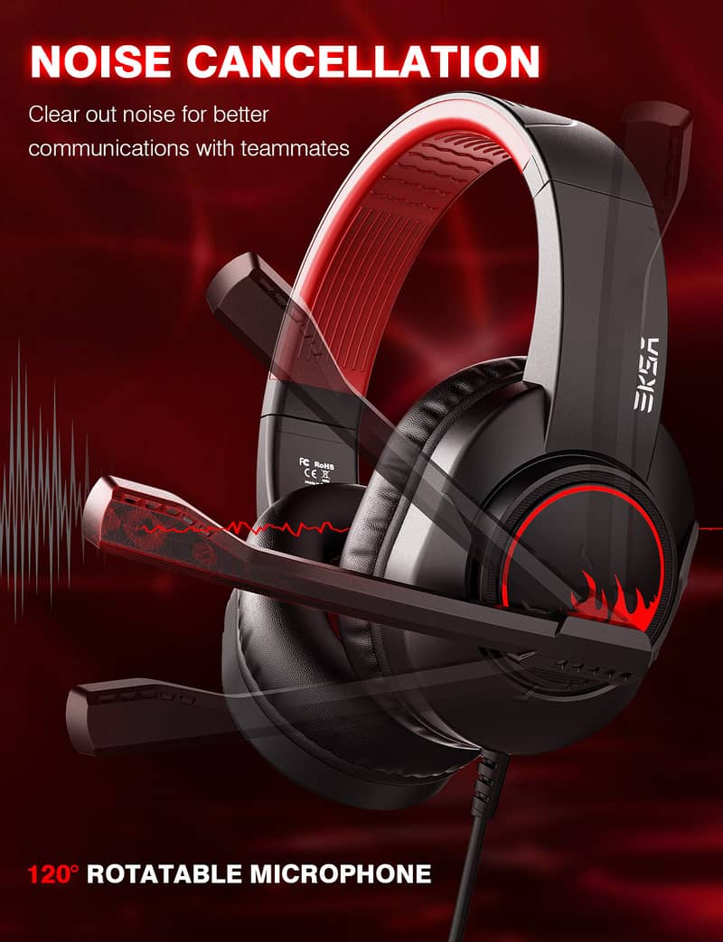 RGB Gaming EKSA T8 Headphones 3.5mm USB with Mic Professional Hedphone 2