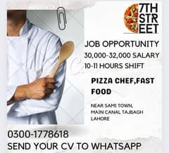 Pizza Chef required Canal bank Lahore