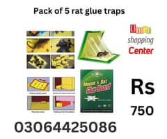 Pack of 5 Rat Catcher Glue Traps , catch rats , roaches , lizards