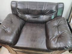 5 seater leather sofa Set + 3 tables