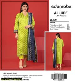 3Pcs Woman's Unstitched Lawn Printed Suit Eid Collection