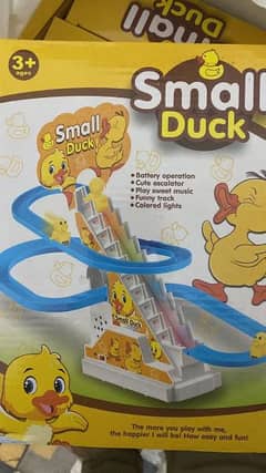 Small Duck Climbing Stairs Toy Diy Racing Track Toy Music Duck Roller