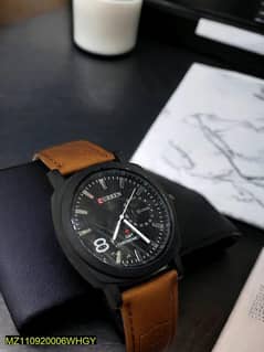 Men's Leather Strap Watch