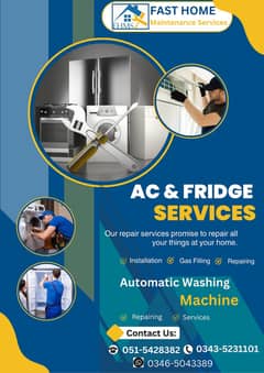 AC Repair/Washing machine repair/AC Service/Fridge Repair/Gas Refiling