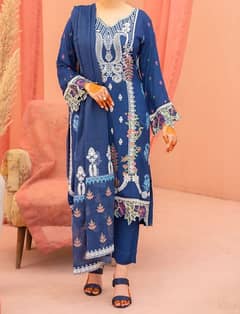 3 PC embroidered lawn suit with chiffon dupatta