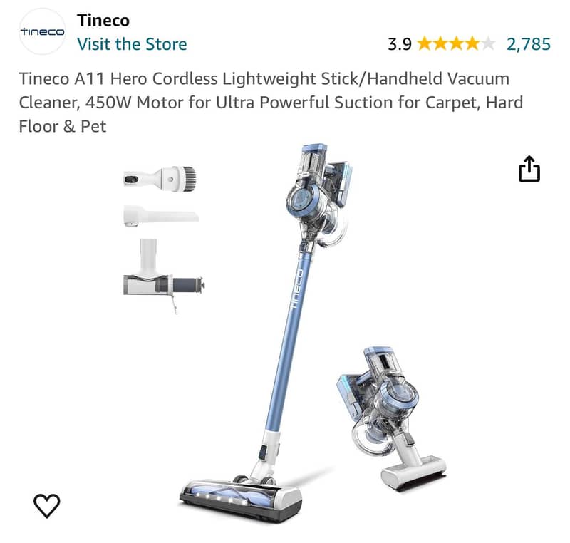 tineco A11 cordless stick vaccum 450w 6