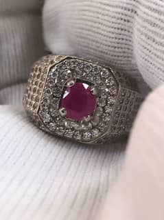 afghan ruby stone chandi ring 0