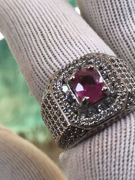 afghan ruby stone chandi ring 1