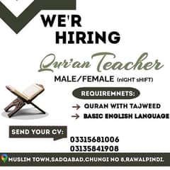 Male/female Quran tutor / Quran teacher / Quran Teacher Required
