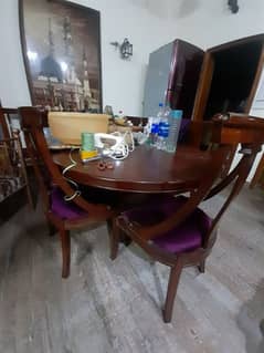 8 seater dining table, velvet seating, 10/10 condition
