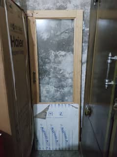 wood door with use almonium sheet and fix mirror