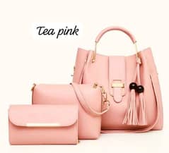 3 PCs Leather Hand Bag Set On Discount Rate 2200