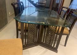 6 chairs Dining Table with Glass Top