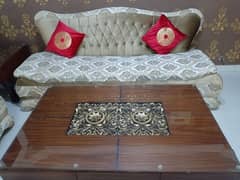 7 Seater Sofa set with wooden encarved glass table,  Royal design sofa