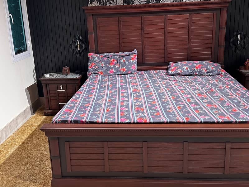 wooden Storage bed with side tables and dressing table 1