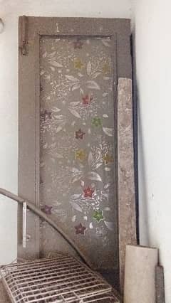 Wooden Decorated Glass Door