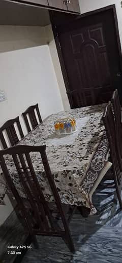 Family dining table with chairs