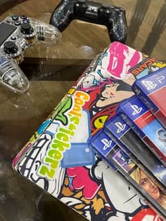 PS4 slim with 4 games and 2 controllers