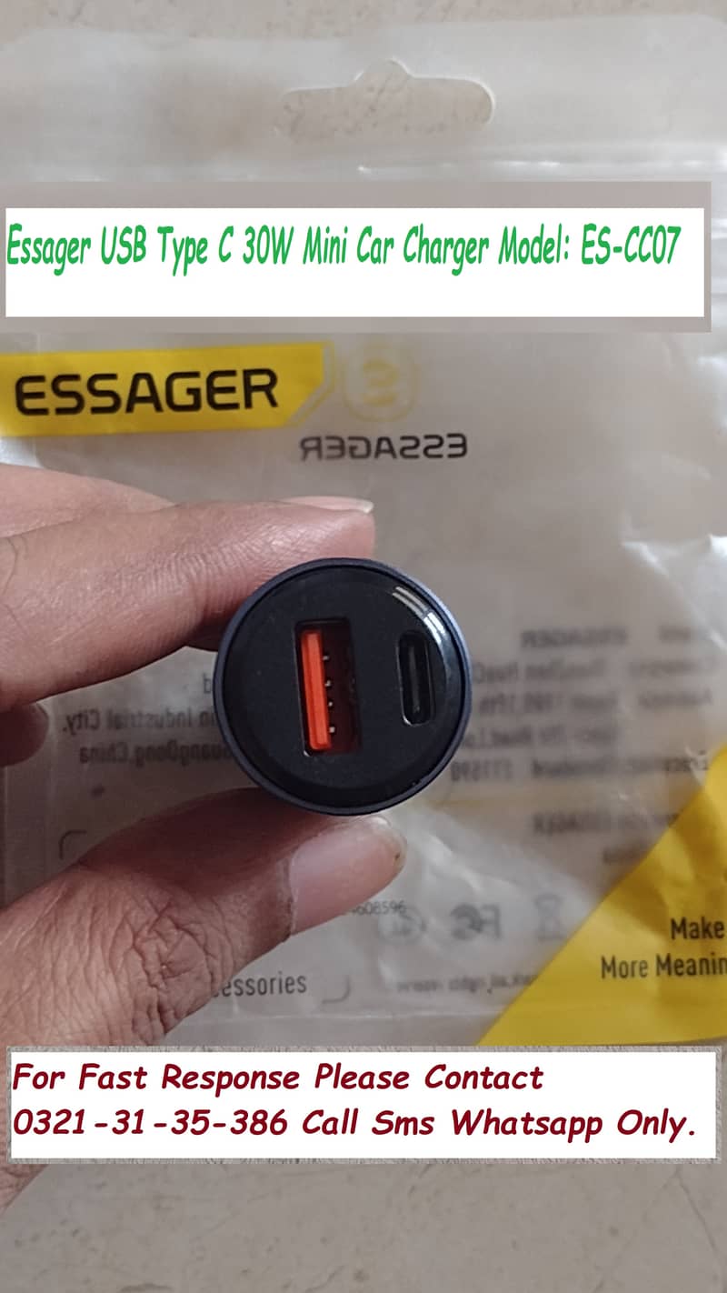 essager mini car charger 30w usb type c port 3