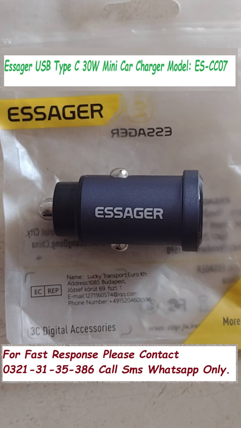 essager mini car charger 30w usb type c port 4