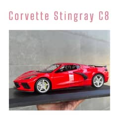 Corvette Stingrey C8 Red 1/18 Scale Diecast Model