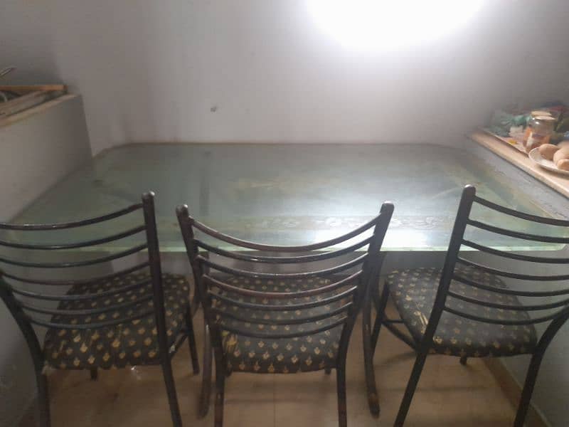 Tempered Glass Table with 3 Iron Chairs 7