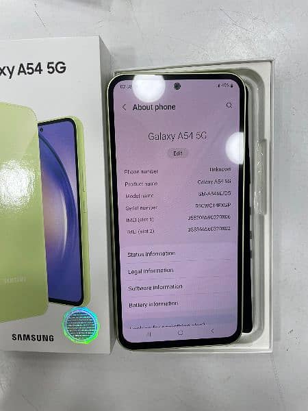 Samsung galaxy A54 5G just box open kia hy 8gb ram 256gb rom 9