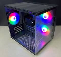 Gaming pc case with 3 rgb fans white black