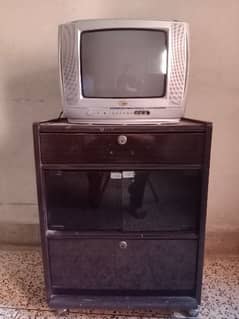 Lg 14" tv along with trolley