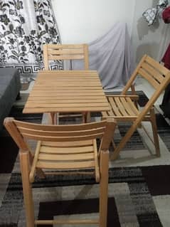 wooden 3 chairs n table