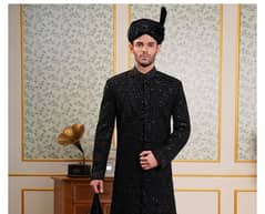 one time used sherwani for sale with (kulla) and 3 black chains