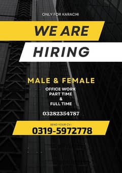 we are hiring male and female candidate for office work