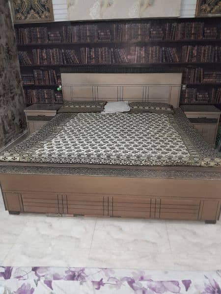 aik bed for sale with side table and glass led 5