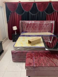 Bedset with side tables and curtain for sale