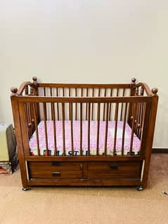 pure wooden large size baby cot with mattress for sale. Kids.